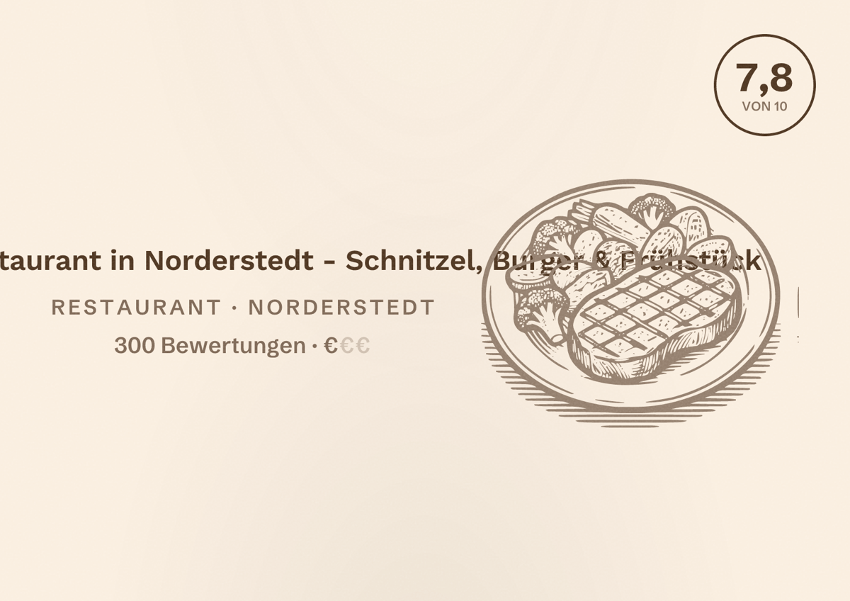 Illustriertes Poster von Schweinske Restaurant in Norderstedt - Schnitzel, Burger & Frühstück, Restaurant in Norderstedt: Bewertung 7,8 von 10 aus 300 Bewertungen, Preisniveau €
