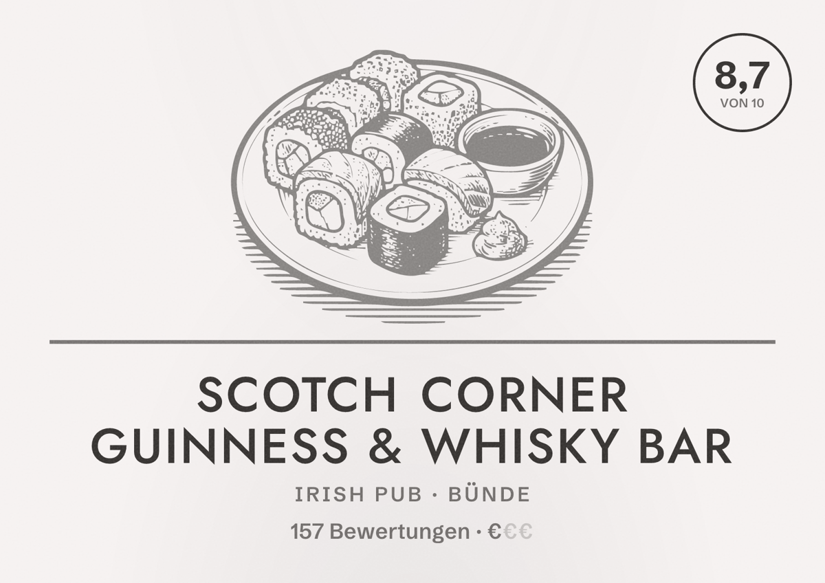 Illustriertes Poster von Scotch Corner Guinness & Whisky Bar, Irish Pub in Bünde: Bewertung 8,7 von 10 aus 157 Bewertungen, Preisniveau €