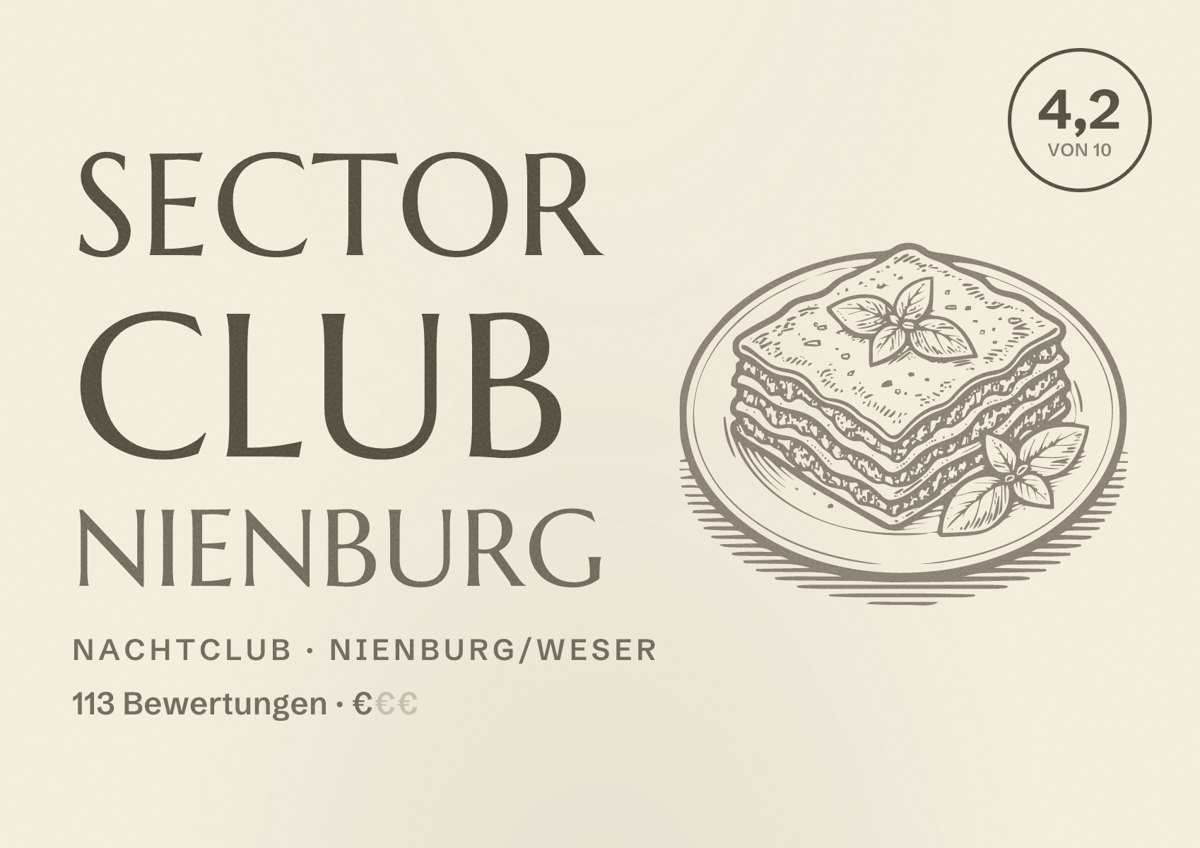 Illustriertes Poster von SECTOR Club Nienburg, Nachtclub in Nienburg/Weser: Bewertung 4,2 von 10 aus 113 Bewertungen, Preisniveau €
