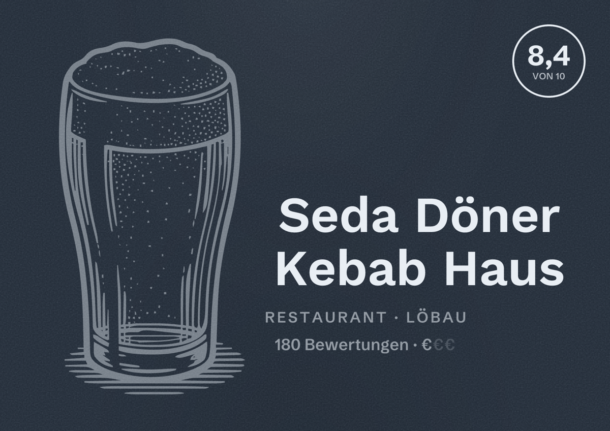 Illustriertes Poster von Seda Döner Kebab Haus, Restaurant in Löbau: Bewertung 8,4 von 10 aus 180 Bewertungen, Preisniveau €