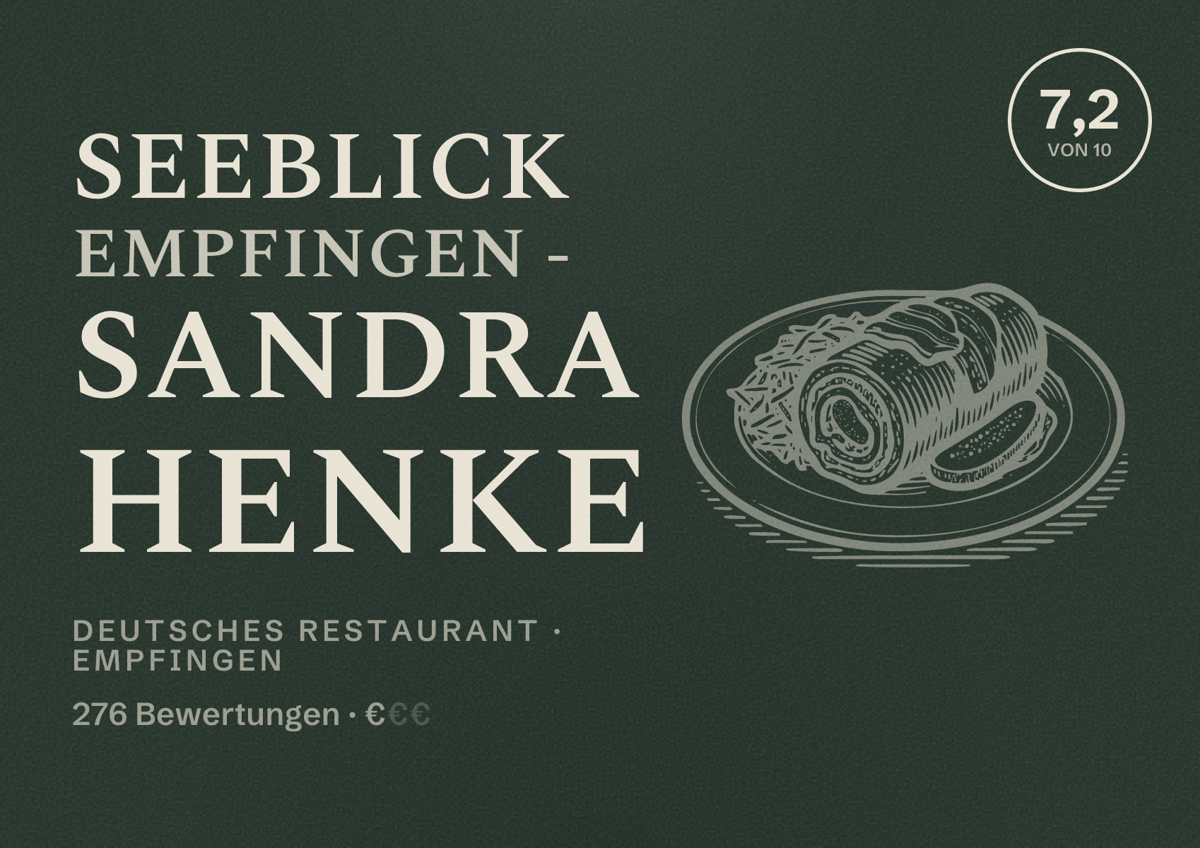 Illustriertes Poster von Seeblick Empfingen - Sandra Henke, Deutsches Restaurant in Empfingen: Bewertung 7,2 von 10 aus 276 Bewertungen, Preisniveau €