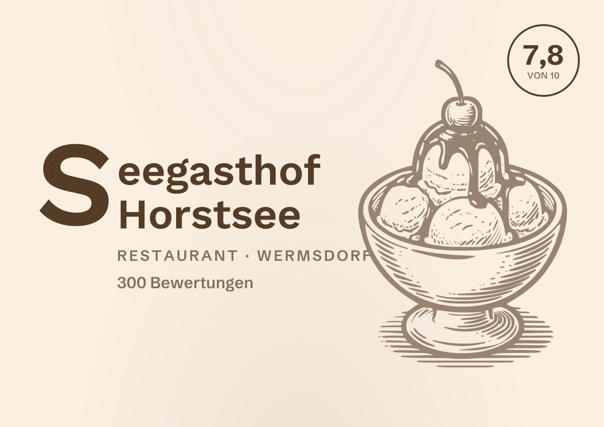Illustriertes Poster von Seegasthof Horstsee, Restaurant in Wermsdorf: Bewertung 7,8 von 10 aus 300 Bewertungen