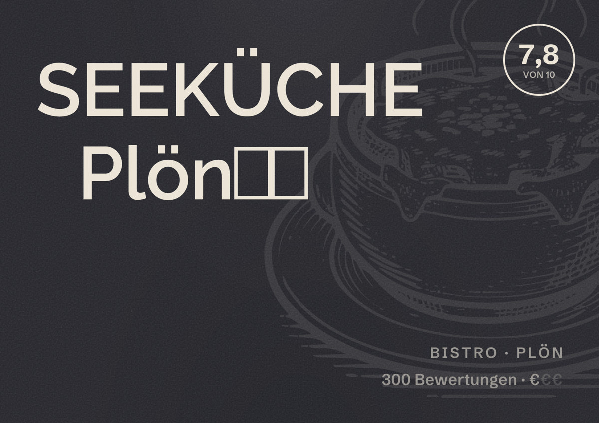 Illustriertes Poster von SEEKÜCHE Plön⚓️, Bistro in Plön: Bewertung 7,8 von 10 aus 300 Bewertungen, Preisniveau €