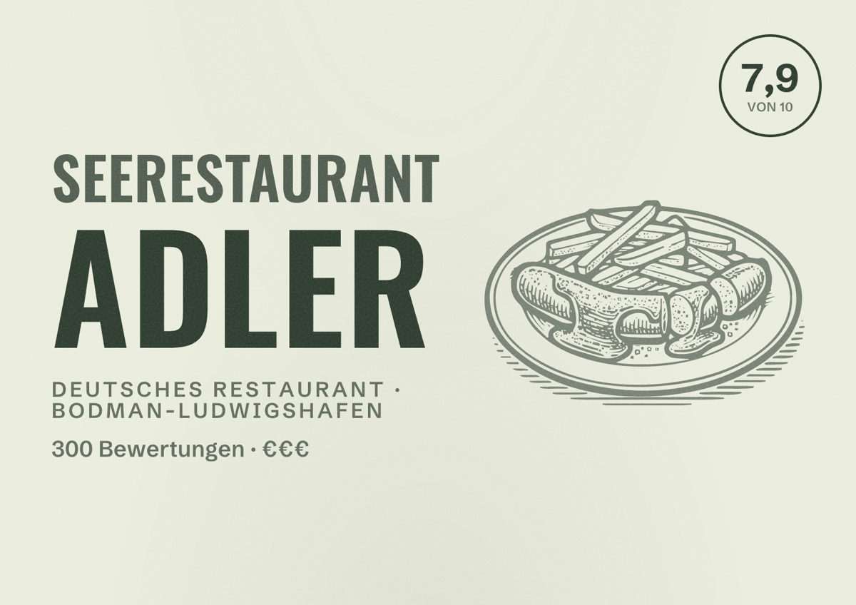 Illustriertes Poster von Seerestaurant Adler, Deutsches Restaurant in Bodman-Ludwigshafen: Bewertung 7,9 von 10 aus 300 Bewertungen, Preisniveau €€€