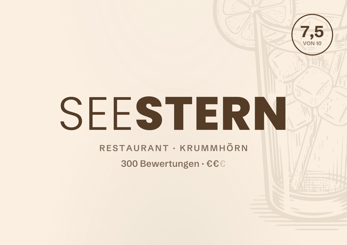Illustriertes Poster von Seestern, Restaurant in Krummhörn: Bewertung 7,5 von 10 aus 300 Bewertungen, Preisniveau €€