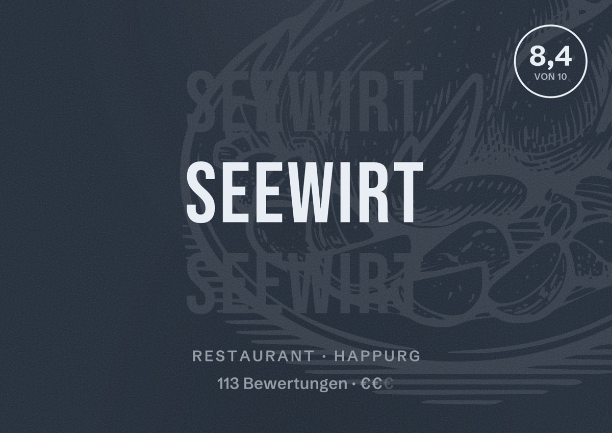 Illustriertes Poster von Seewirt, Restaurant in Happurg: Bewertung 8,4 von 10 aus 113 Bewertungen, Preisniveau €€
