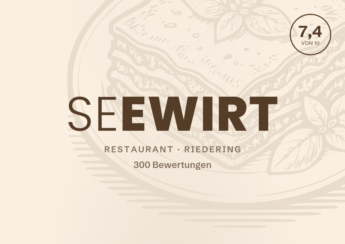 Illustriertes Poster von Seewirt, Restaurant in Riedering: Bewertung 7,4 von 10 aus 300 Bewertungen