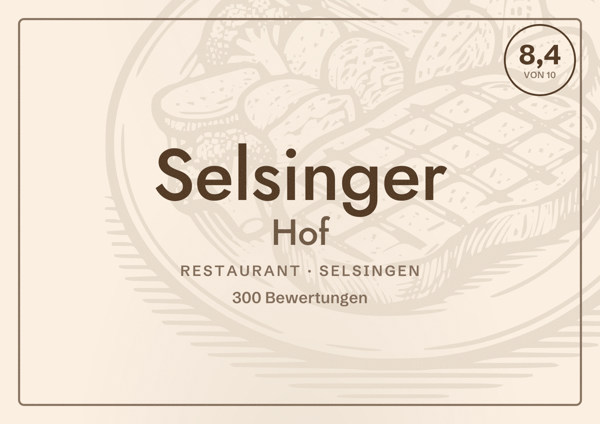 Illustriertes Poster von Selsinger Hof, Restaurant in Selsingen: Bewertung 8,4 von 10 aus 300 Bewertungen