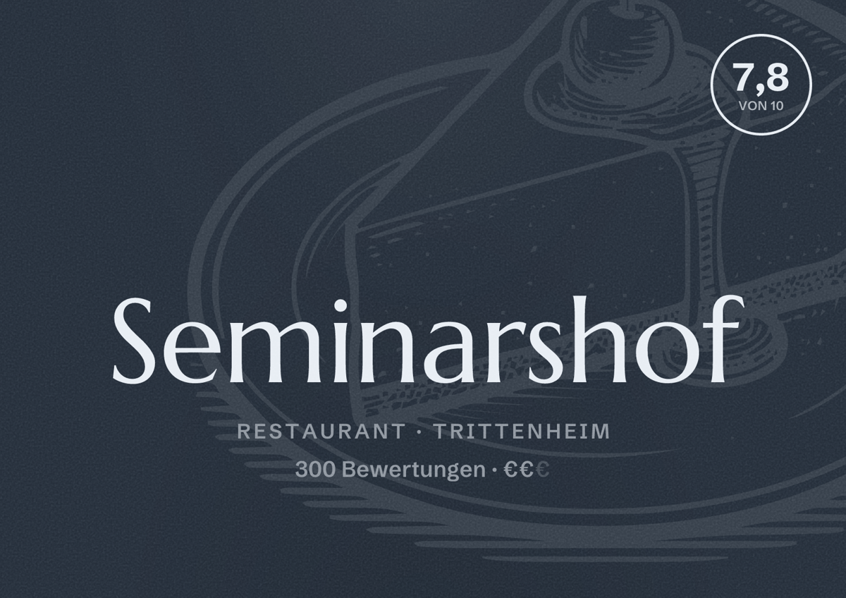 Illustriertes Poster von Seminarshof, Restaurant in Trittenheim: Bewertung 7,8 von 10 aus 300 Bewertungen, Preisniveau €€