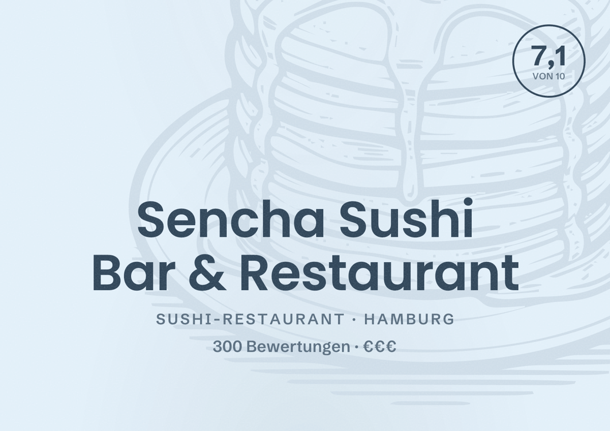 Illustriertes Poster von Sencha Sushi Bar & Restaurant, Sushi-Restaurant in Hamburg: Bewertung 7,1 von 10 aus 300 Bewertungen, Preisniveau €€€