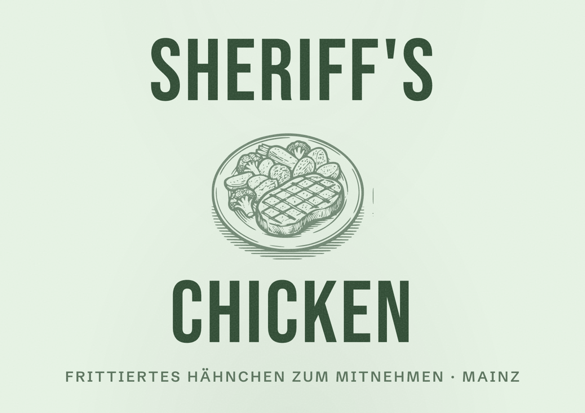 Illustriertes Poster von Sheriff's Chicken, Frittiertes Hähnchen zum Mitnehmen in Mainz