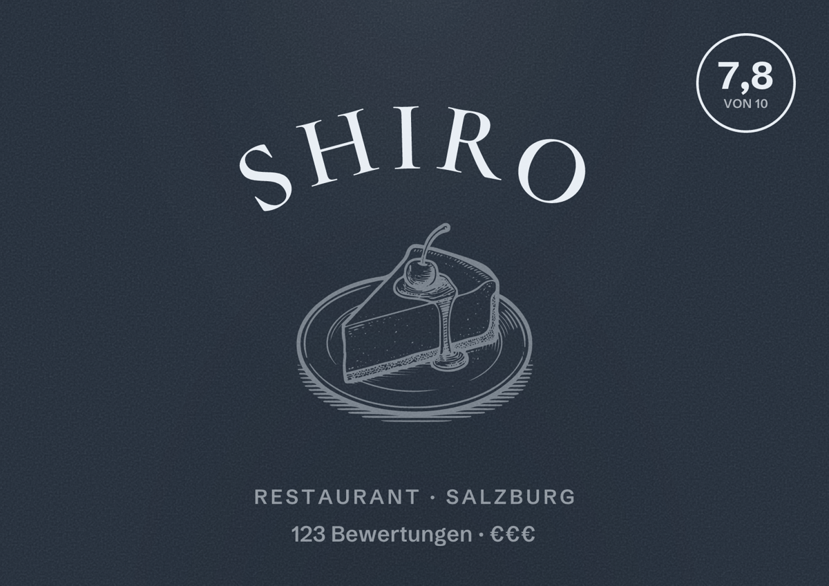 Illustriertes Poster von SHIRO, Restaurant in Salzburg: Bewertung 7,8 von 10 aus 123 Bewertungen, Preisniveau €€€