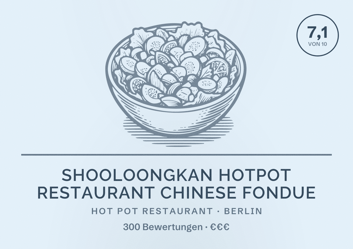 Illustriertes Poster von ShooLoongKan HotPot restaurant Chinese Fondue, Hot Pot Restaurant in Berlin: Bewertung 7,1 von 10 aus 300 Bewertungen, Preisniveau €€€
