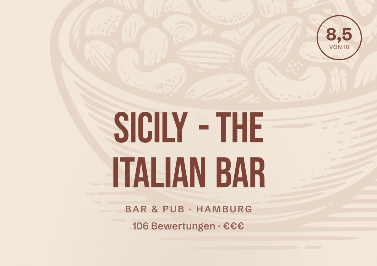 Illustriertes Poster von SICILY - The Italian Bar, Bar & Pub in Hamburg: Bewertung 8,5 von 10 aus 106 Bewertungen, Preisniveau €€€