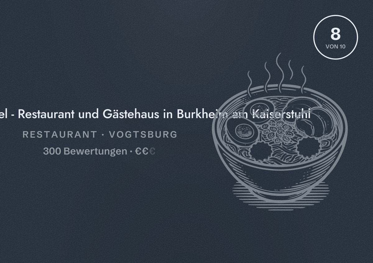 Illustriertes Poster von Siebter Himmel - Restaurant und Gästehaus in Burkheim am Kaiserstuhl, Restaurant in Vogtsburg: Bewertung 8 von 10 aus 300 Bewertungen, Preisniveau €€