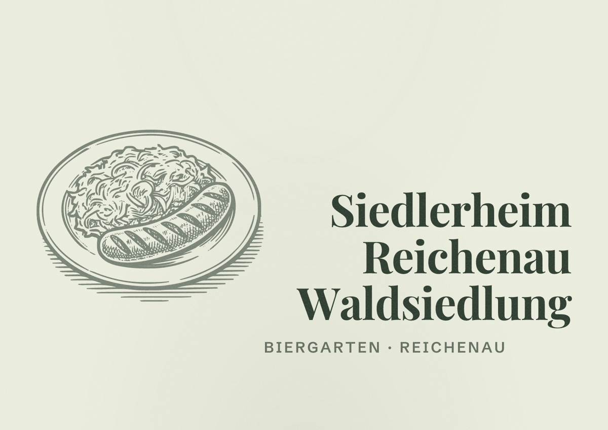 Illustriertes Poster von Siedlerheim Reichenau Waldsiedlung, Biergarten in Reichenau