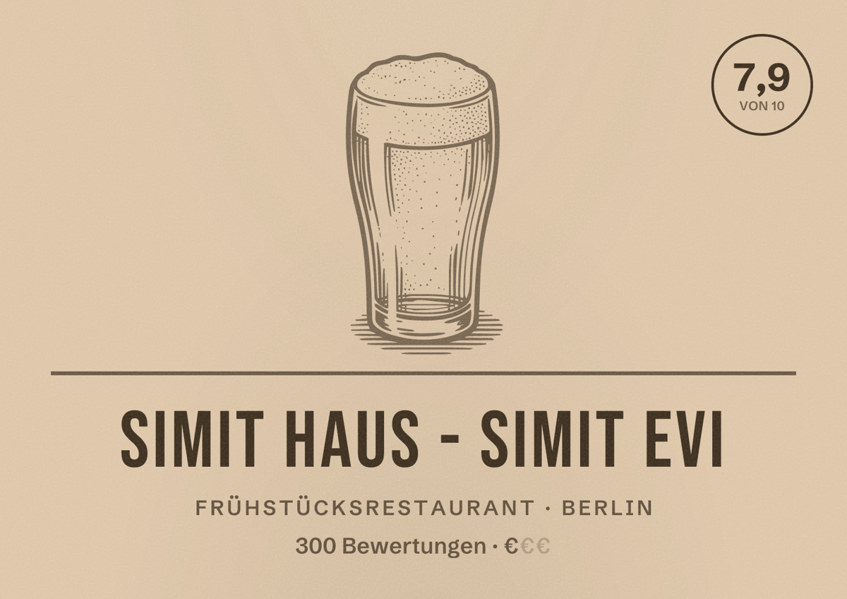 Illustriertes Poster von Simit Haus - Simit Evi, Frühstücksrestaurant in Berlin: Bewertung 7,9 von 10 aus 300 Bewertungen, Preisniveau €