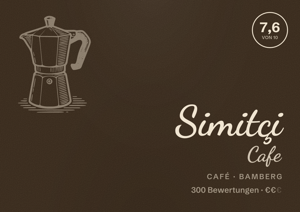 Illustriertes Poster von Simitçi Cafe, Café in Bamberg: Bewertung 7,6 von 10 aus 300 Bewertungen, Preisniveau €€