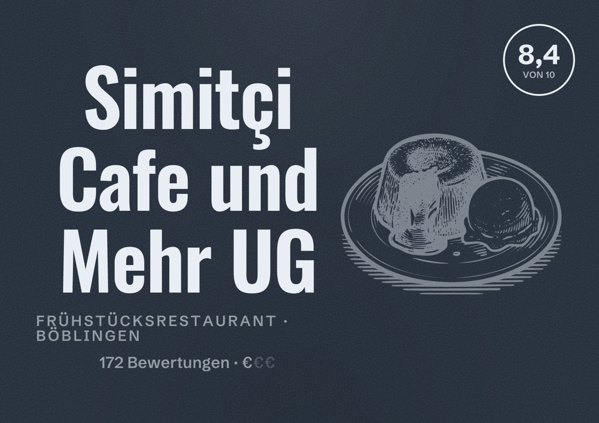 Illustriertes Poster von Simitçi Cafe und Mehr UG, Frühstücksrestaurant in Böblingen: Bewertung 8,4 von 10 aus 172 Bewertungen, Preisniveau €