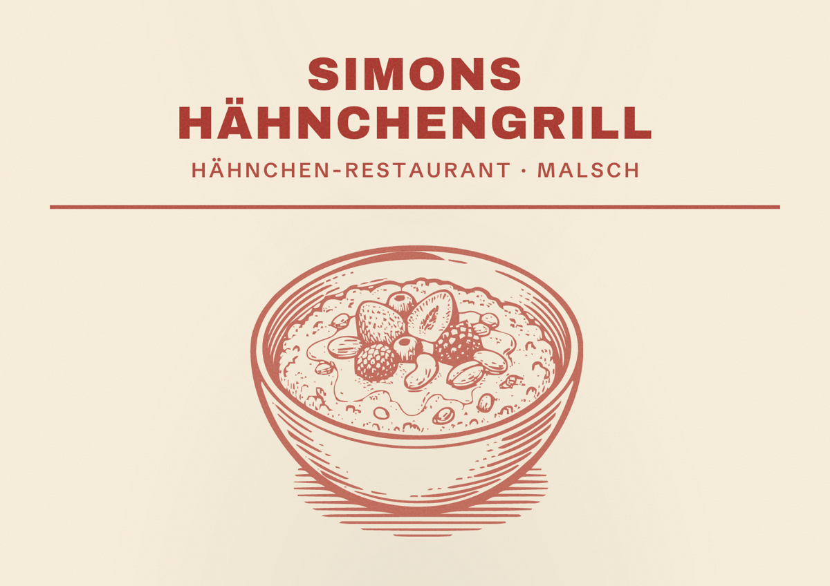 Illustriertes Poster von Simons Hähnchengrill, Hähnchen-Restaurant in Malsch