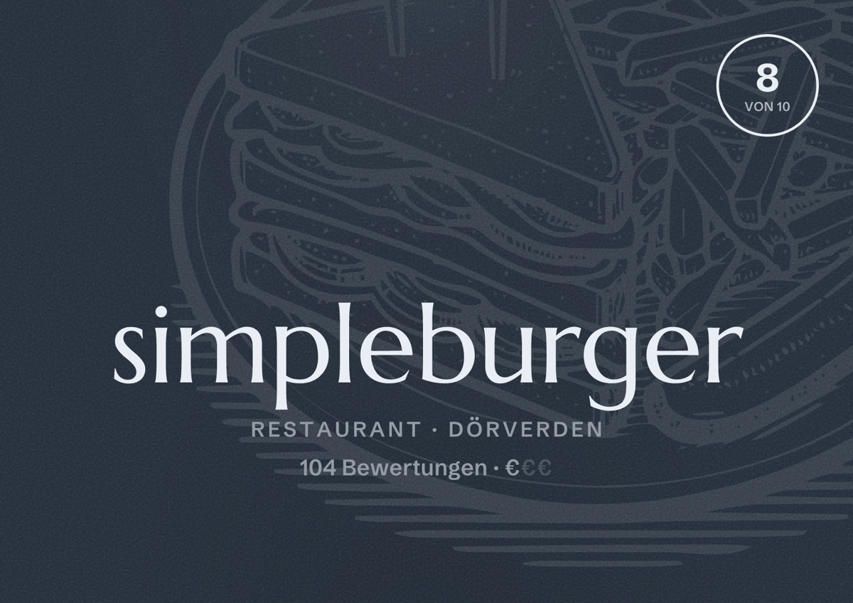 Illustriertes Poster von simpleburger, Restaurant in Dörverden: Bewertung 8 von 10 aus 104 Bewertungen, Preisniveau €