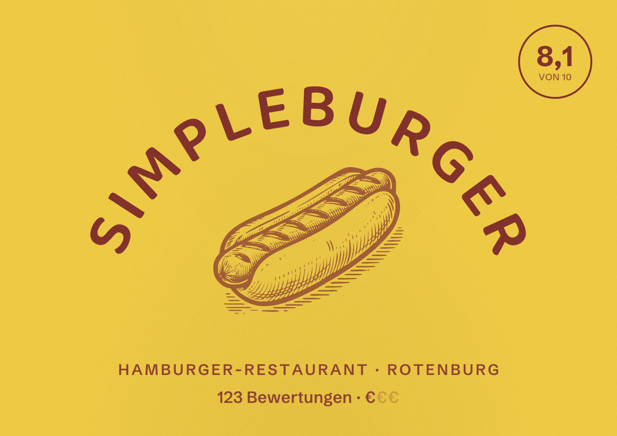 Illustriertes Poster von simpleburger, Hamburger-Restaurant in Rotenburg: Bewertung 8,1 von 10 aus 123 Bewertungen, Preisniveau €