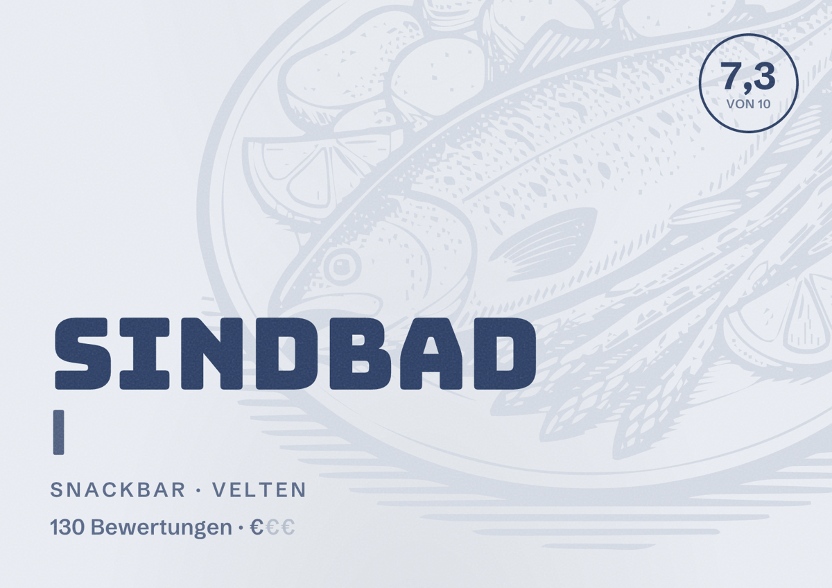 Illustriertes Poster von Sindbad |, Snackbar in Velten: Bewertung 7,3 von 10 aus 130 Bewertungen, Preisniveau €