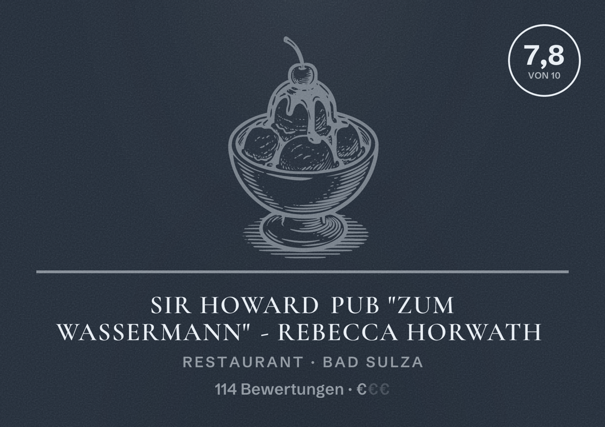 Illustriertes Poster von Sir Howard Pub "Zum Wassermann" - Rebecca Horwath, Restaurant in Bad Sulza: Bewertung 7,8 von 10 aus 114 Bewertungen, Preisniveau €