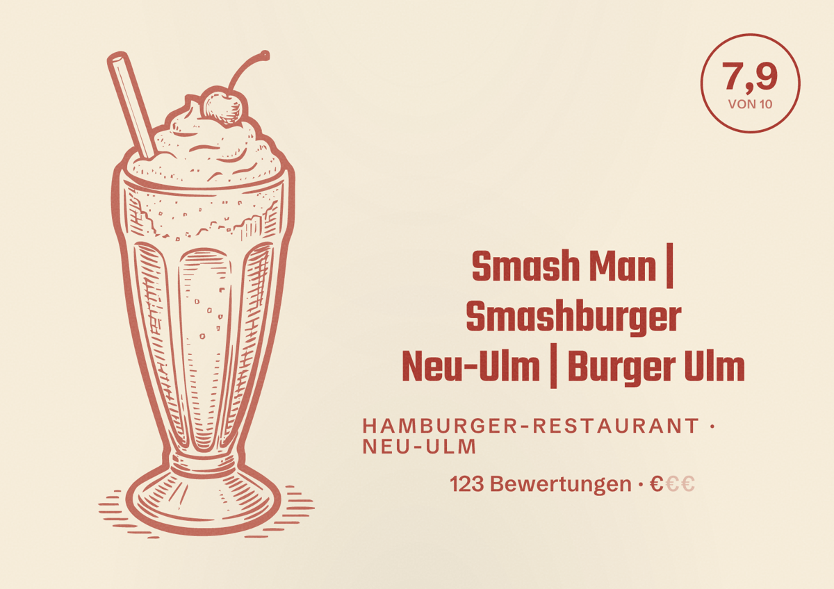 Illustriertes Poster von Smash Man | Smashburger Neu-Ulm | Burger Ulm, Hamburger-Restaurant in Neu-Ulm: Bewertung 7,9 von 10 aus 123 Bewertungen, Preisniveau €