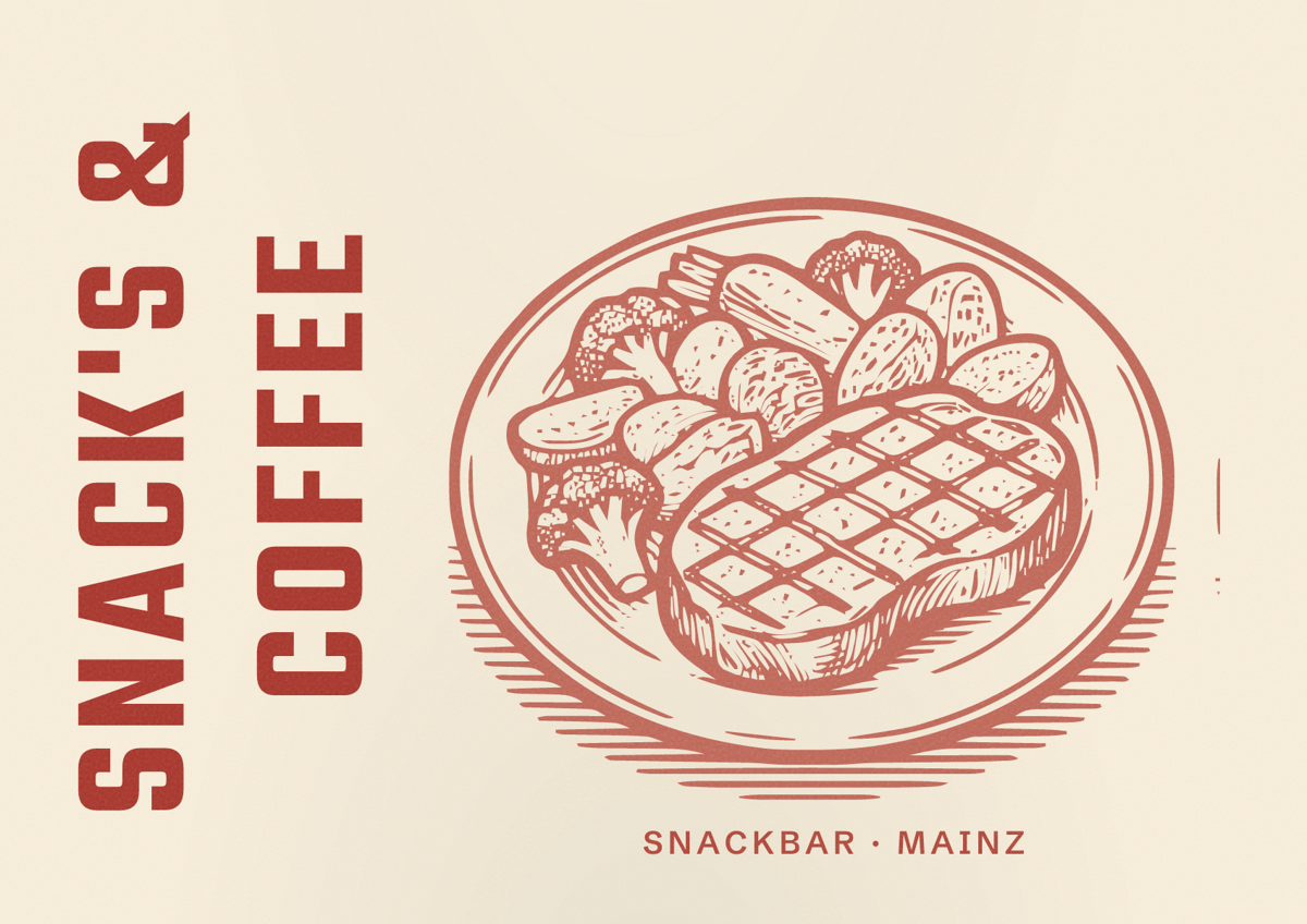 Illustriertes Poster von Snack's & Coffee, Snackbar in Mainz