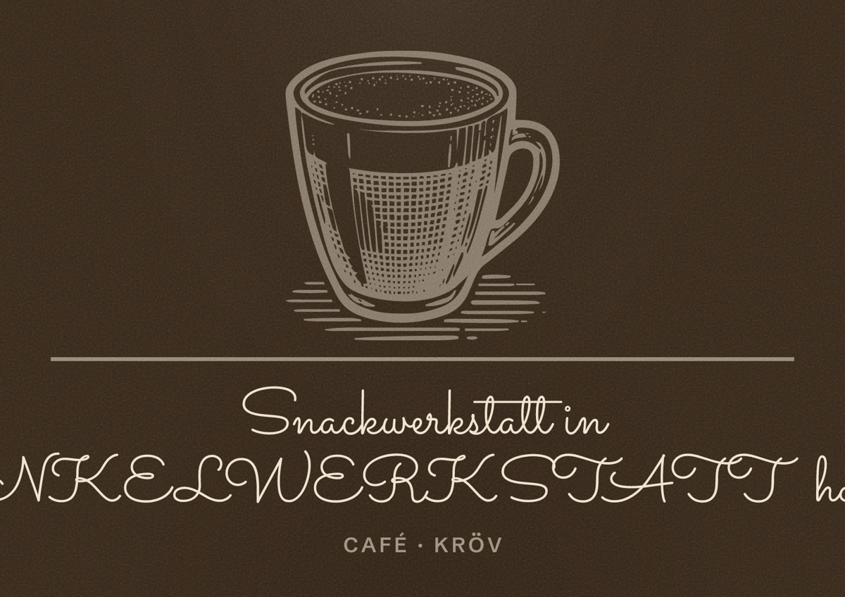 Illustriertes Poster von Snackwerkstatt in WINKELWERKSTATT hotel+café, Café in Kröv