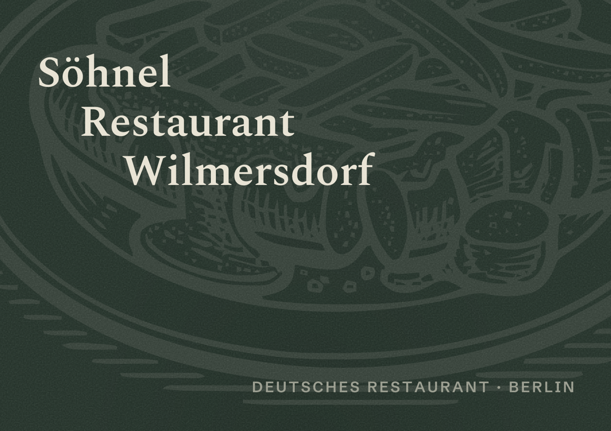 Illustriertes Poster von Söhnel Restaurant Wilmersdorf, Deutsches Restaurant in Berlin