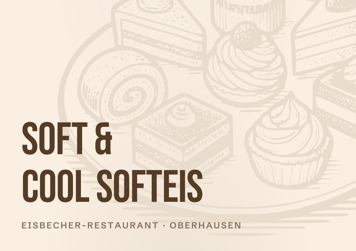 Illustriertes Poster von soft & cool Softeis, Eisbecher-Restaurant in Oberhausen