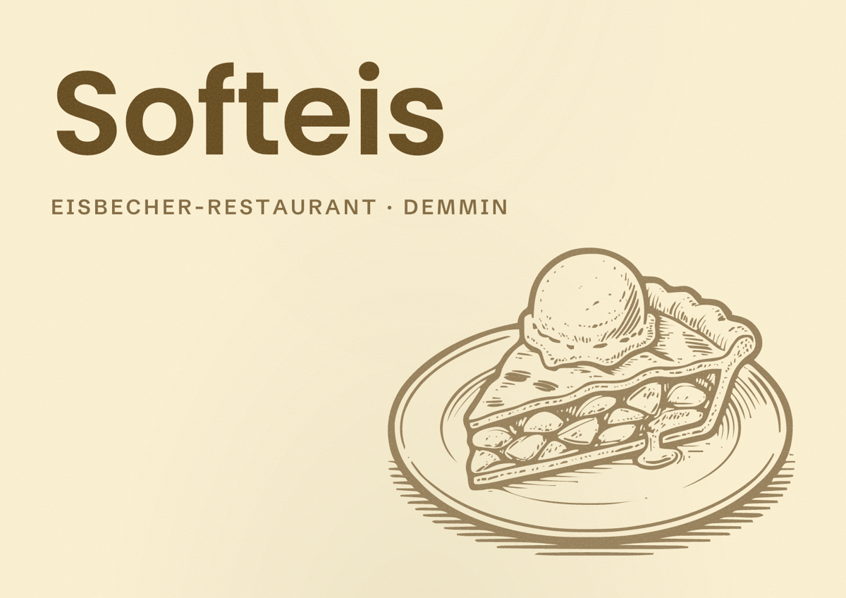 Illustriertes Poster von Softeis, Eisbecher-Restaurant in Demmin