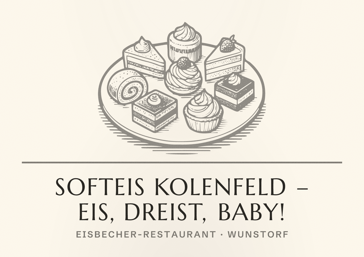 Illustriertes Poster von Softeis Kolenfeld – Eis, dreist, Baby!, Eisbecher-Restaurant in Wunstorf
