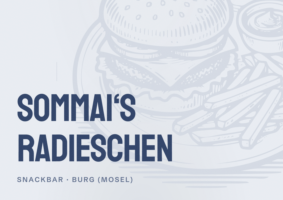 Illustriertes Poster von Sommai‘s Radieschen, Snackbar in Burg (Mosel)