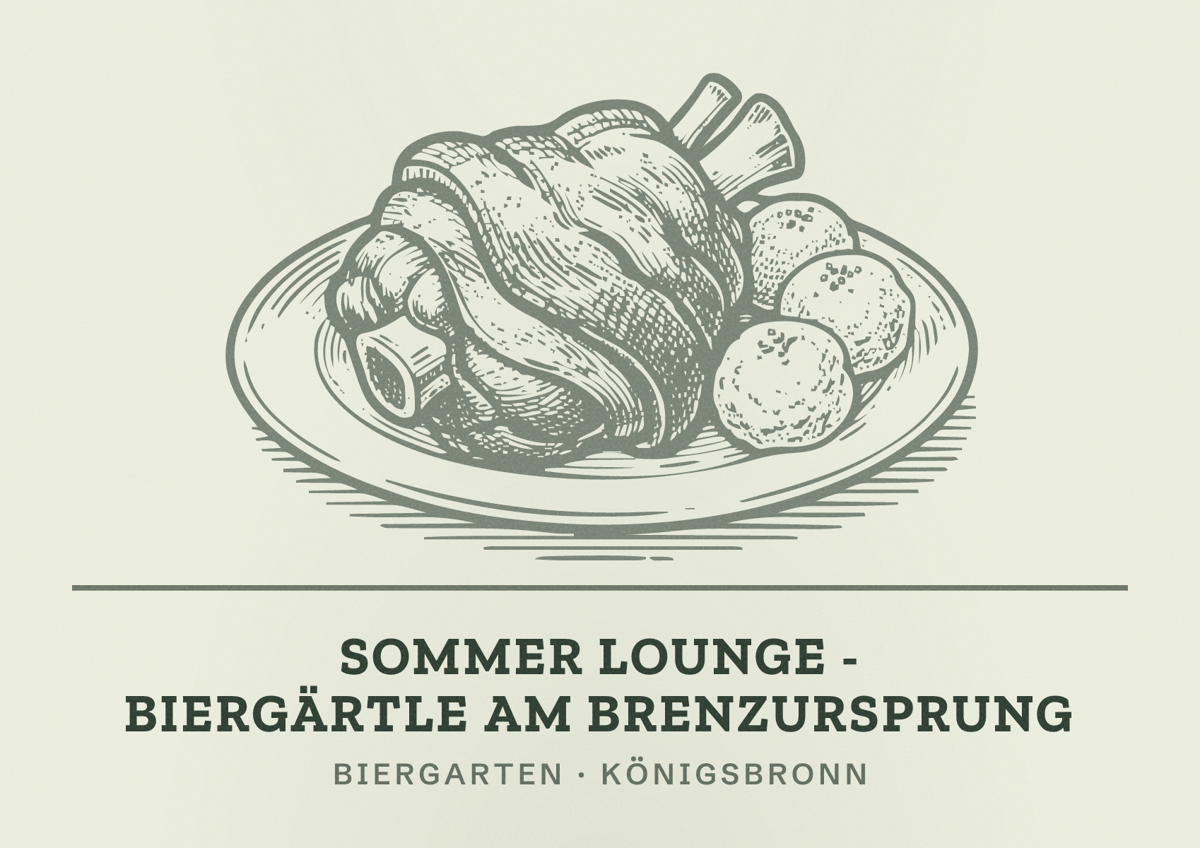 Illustriertes Poster von Sommer Lounge - Biergärtle am Brenzursprung, Biergarten in Königsbronn