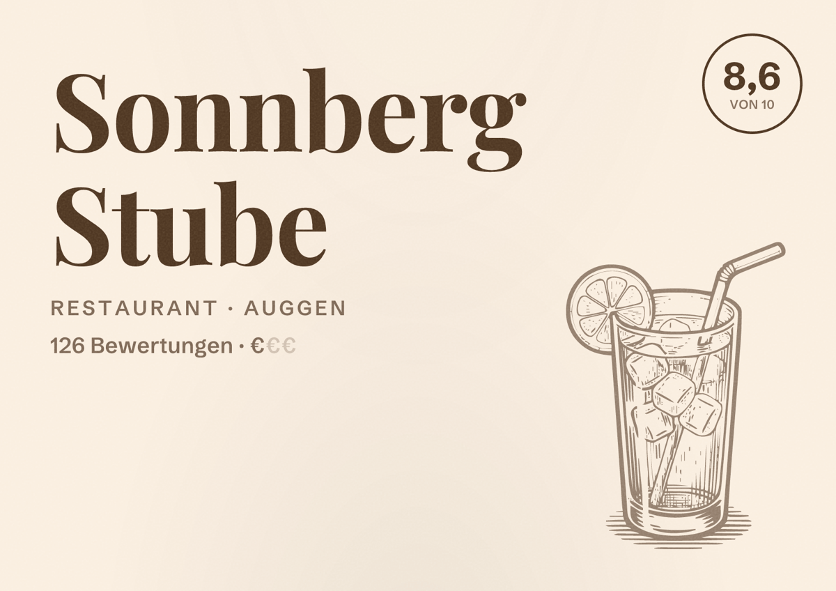 Illustriertes Poster von Sonnberg Stube, Restaurant in Auggen: Bewertung 8,6 von 10 aus 126 Bewertungen, Preisniveau €