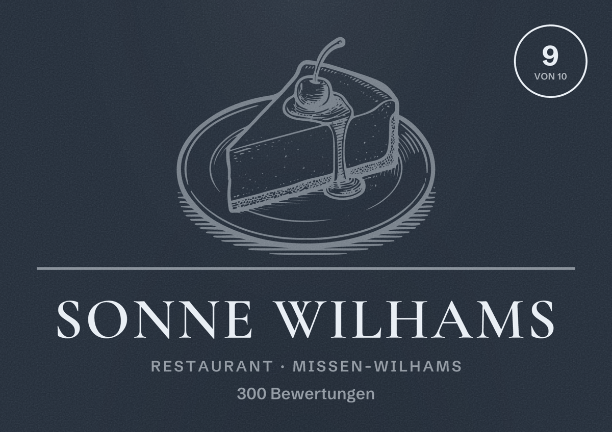 Illustriertes Poster von SONNE Wilhams, Restaurant in Missen-Wilhams: Bewertung 9 von 10 aus 300 Bewertungen