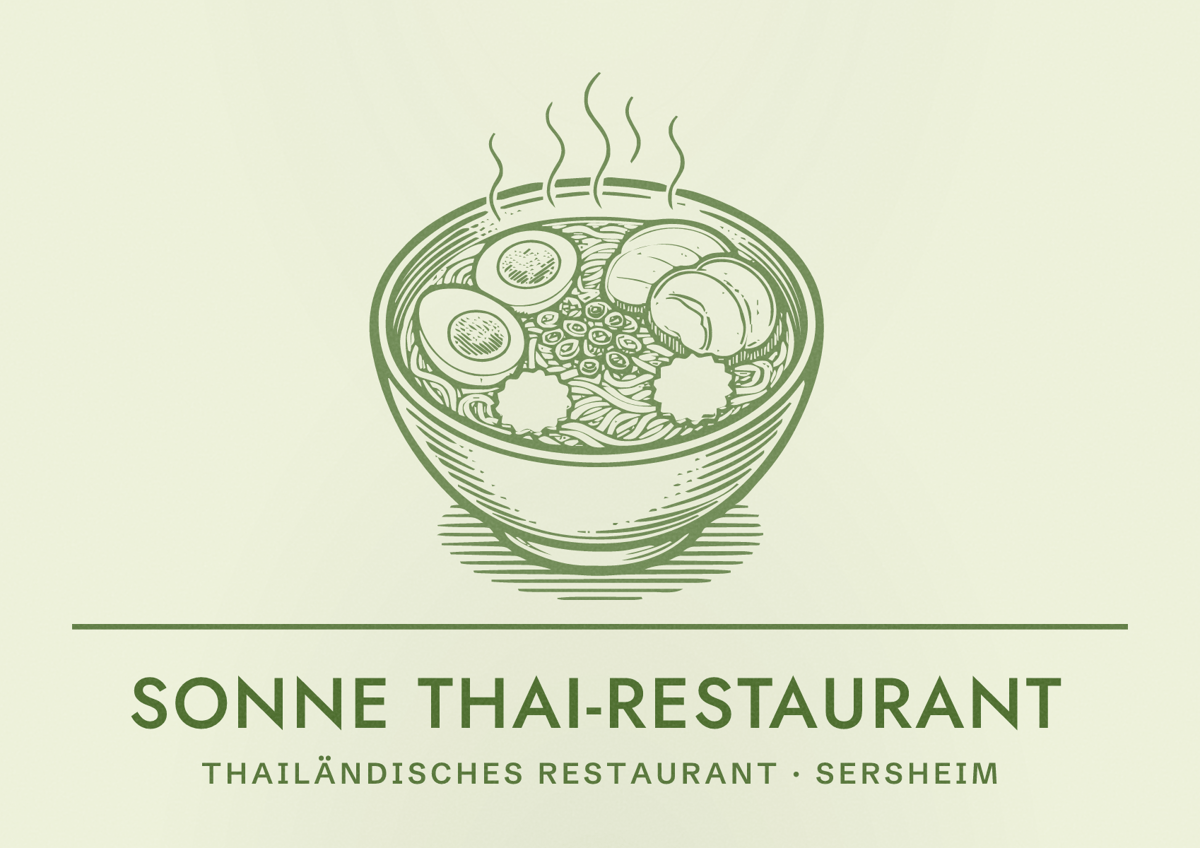 Illustriertes Poster von Sonne Thai-Restaurant, Thailändisches Restaurant in Sersheim