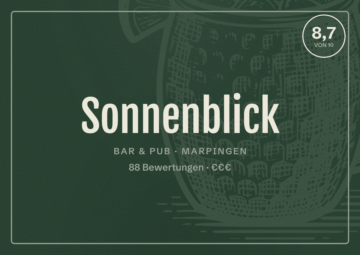 Illustriertes Poster von Sonnenblick, Bar & Pub in Marpingen: Bewertung 8,7 von 10 aus 88 Bewertungen, Preisniveau €€€