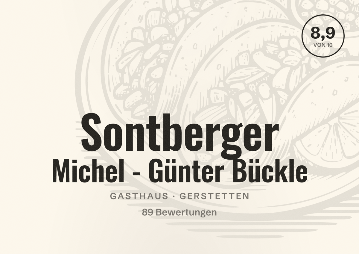 Illustriertes Poster von Sontberger Michel - Günter Bückle, Gasthaus in Gerstetten: Bewertung 8,9 von 10 aus 89 Bewertungen