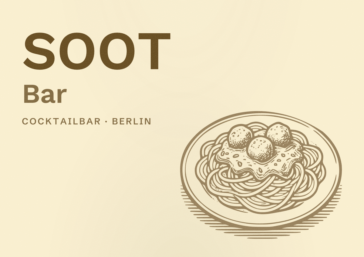 Illustriertes Poster von SOOT Bar, Cocktailbar in Berlin