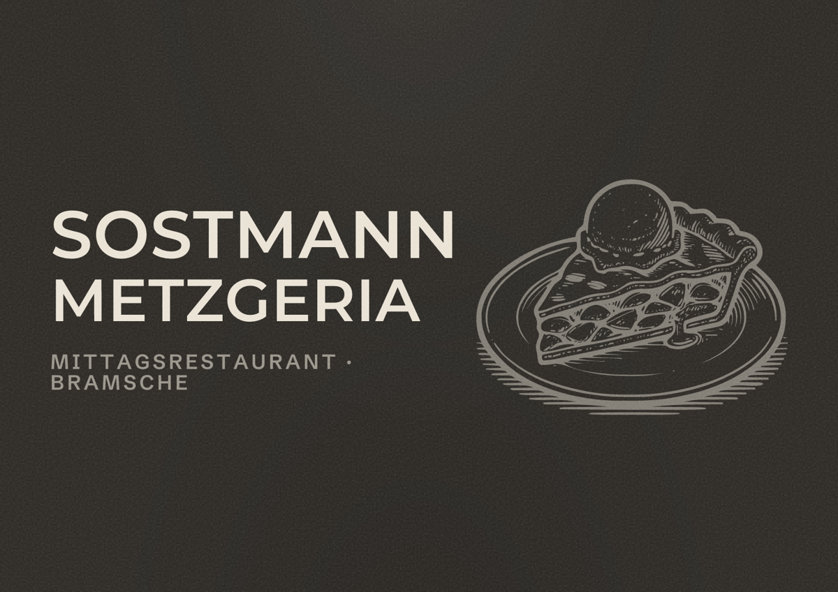 Illustriertes Poster von Sostmann METZGERIA, Mittagsrestaurant in Bramsche