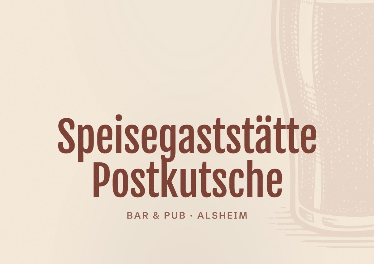 Illustriertes Poster von Speisegaststätte Postkutsche, Bar & Pub in Alsheim