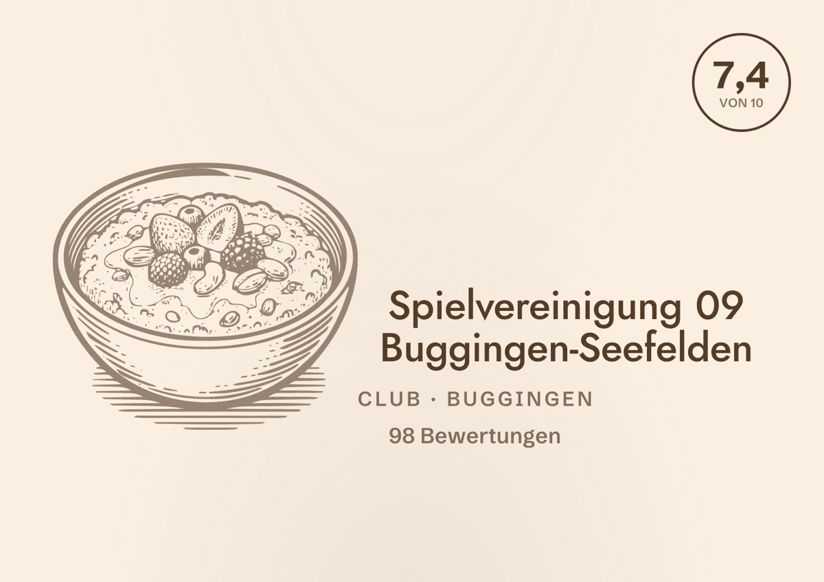 Illustriertes Poster von Spielvereinigung 09 Buggingen-Seefelden, Club in Buggingen: Bewertung 7,4 von 10 aus 98 Bewertungen
