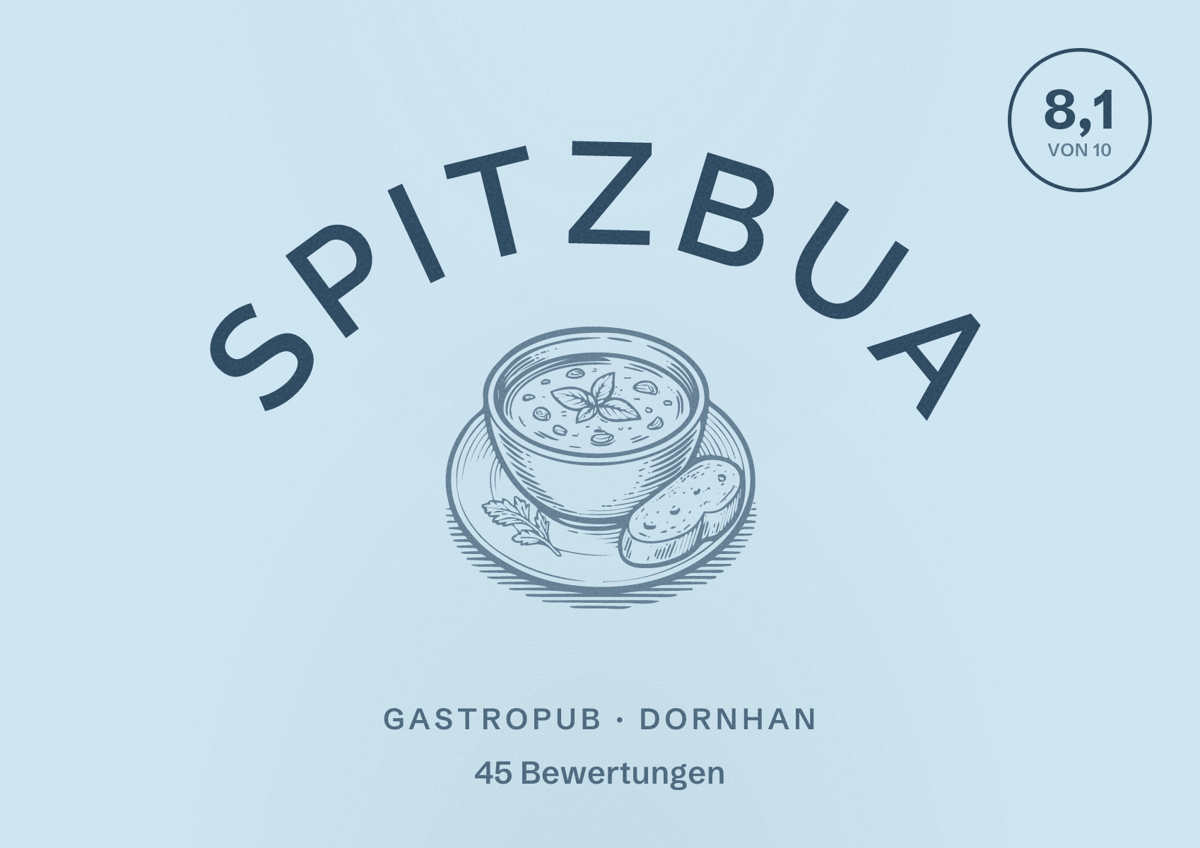 Illustriertes Poster von Spitzbua, Gastropub in Dornhan: Bewertung 8,1 von 10 aus 45 Bewertungen