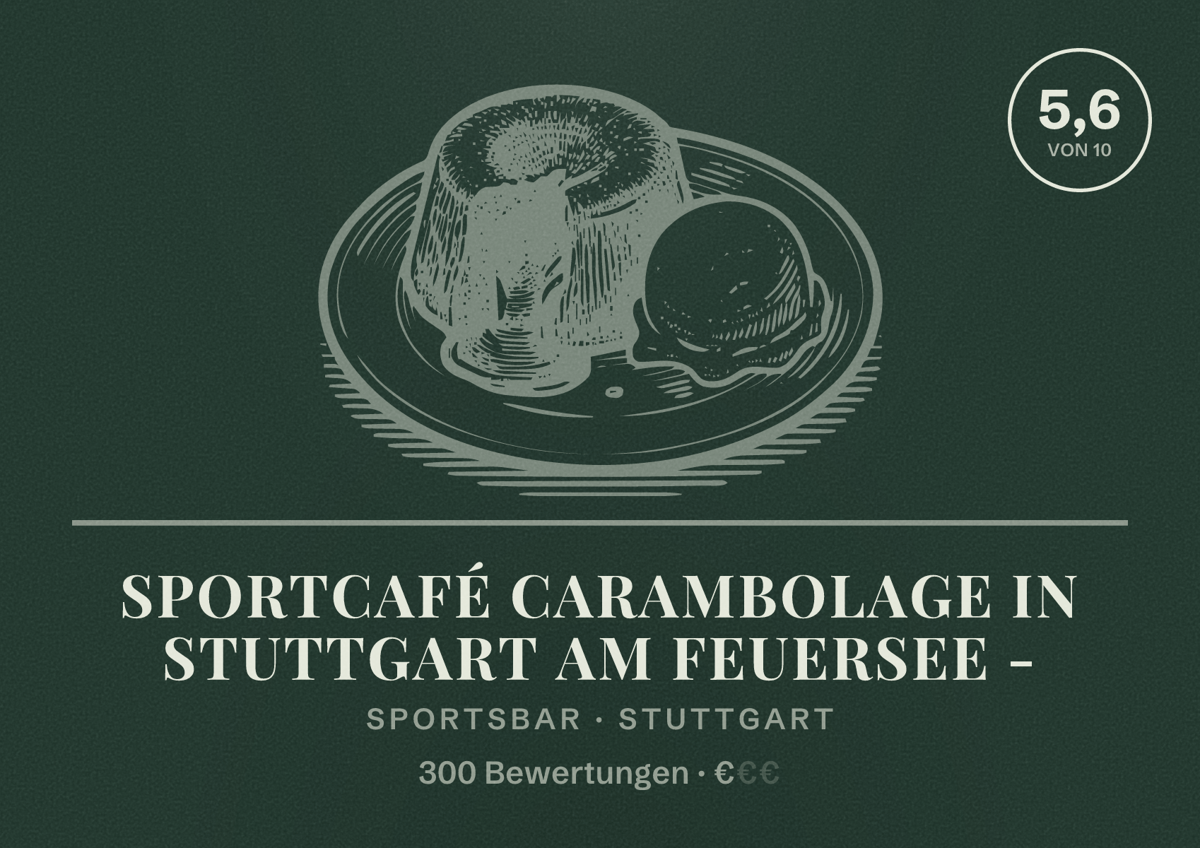 Illustriertes Poster von Sportcafé Carambolage in Stuttgart am Feuersee -, Sportsbar in Stuttgart: Bewertung 5,6 von 10 aus 300 Bewertungen, Preisniveau €