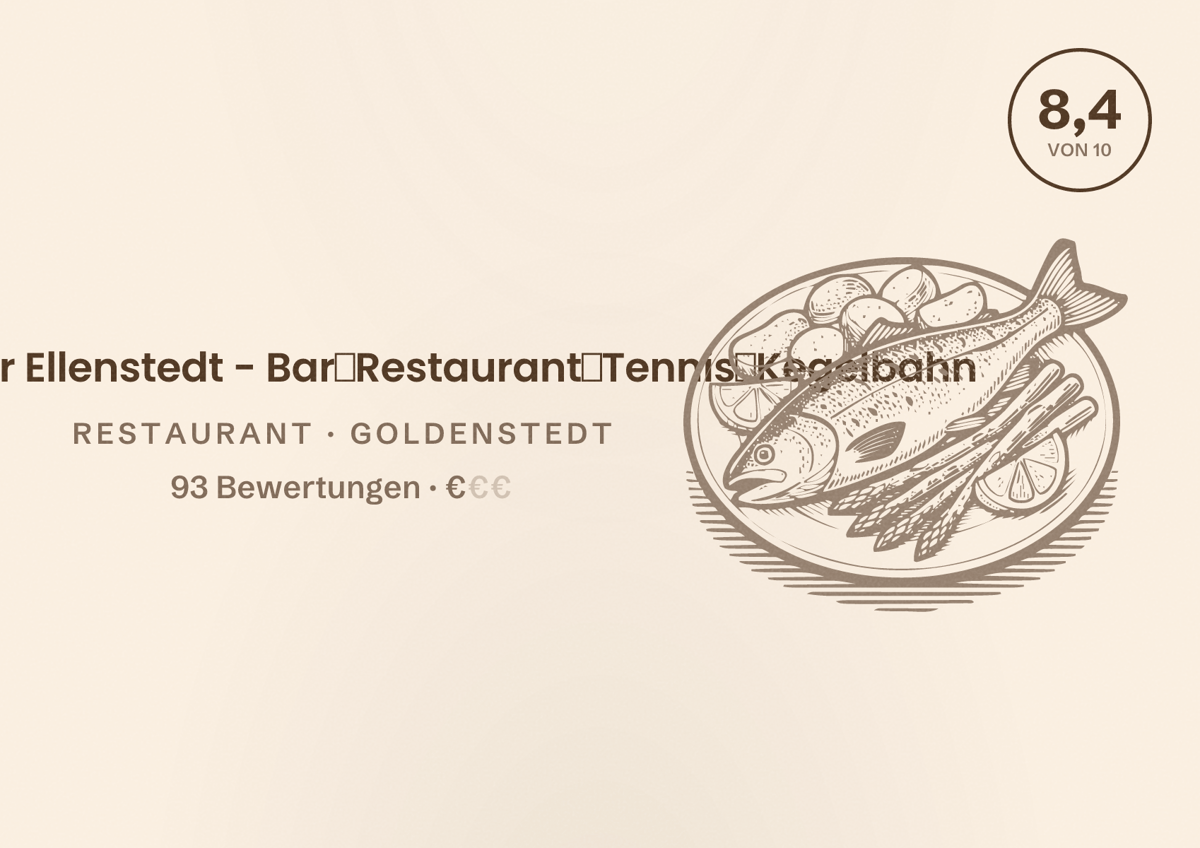 Illustriertes Poster von Sportcenter Ellenstedt - Bar︱Restaurant︱Tennis︱Kegelbahn, Restaurant in Goldenstedt: Bewertung 8,4 von 10 aus 93 Bewertungen, Preisniveau €