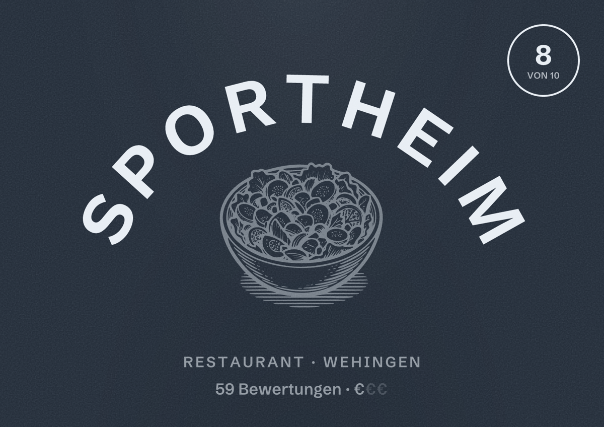 Illustriertes Poster von Sportheim, Restaurant in Wehingen: Bewertung 8 von 10 aus 59 Bewertungen, Preisniveau €